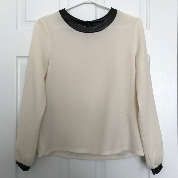 Y2K Jules and Leopold Sheer Long Sleeve Blouse S Cream Off White Black - Picture 7 of 11